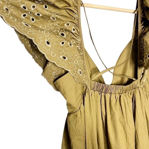 NWT En Saison Flutter Sleeves Eyelet Maxi Dress in Natural - Picture 10 of 13